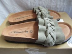 Tamaris Slip on Sandal Green Size 39 New & Boxed