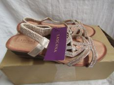 Lascana Wedge Sandal Rose Gold Coloured Sandal Size 39 New & Boxed