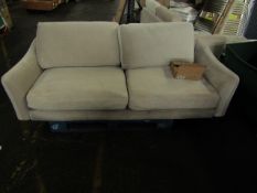 Snug Rebel Three Seater Sofa Mid Grey Vegan Settee Lounge Brown Wooden legs RRP ¶œ1039.00