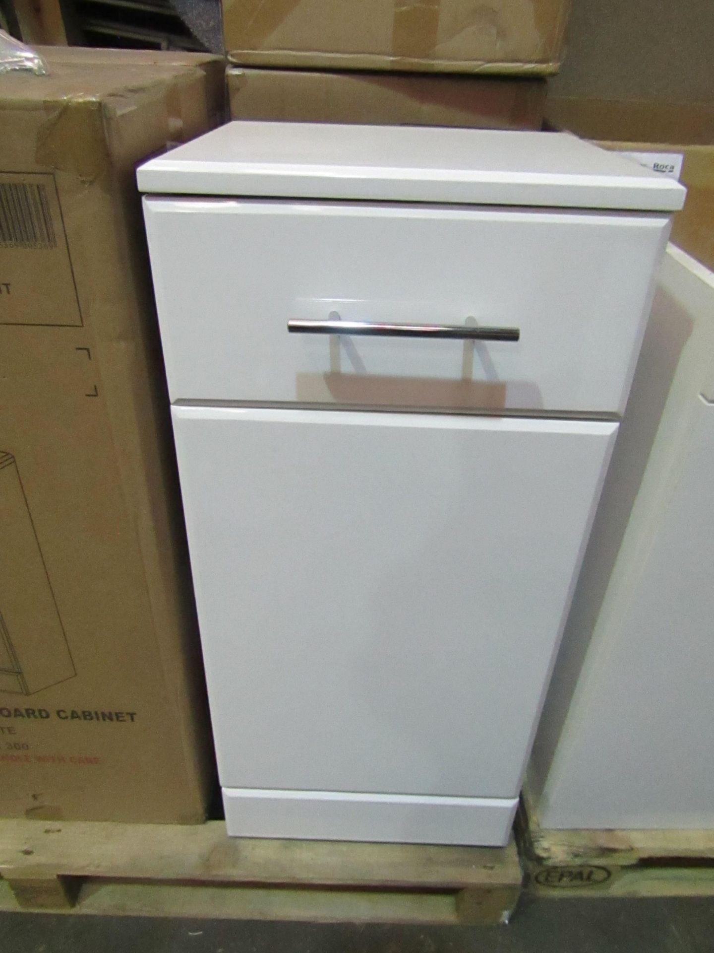 Unbranded - Gloss White 1-Drawer 1-Cupboard Unity ( 350x300x766mm ) - Unused & Boxed.