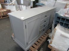 Pallet containing a grey sideboard (missing handles and cosmetic damage)