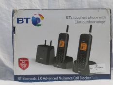 BT Elements 1K advanced nuisance call blocker twin, untested and boxed. RRP £129.99