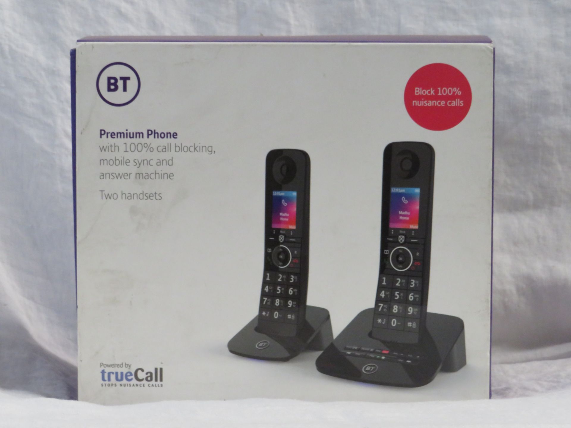 BT advanced phone with 100% call blocking and answering machine, two handsets, untested and boxed.