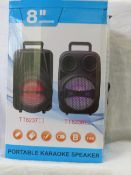 8" Portable Karaoke and Blue tooth speaker with Led Lights, comes with charging=g cable, remote