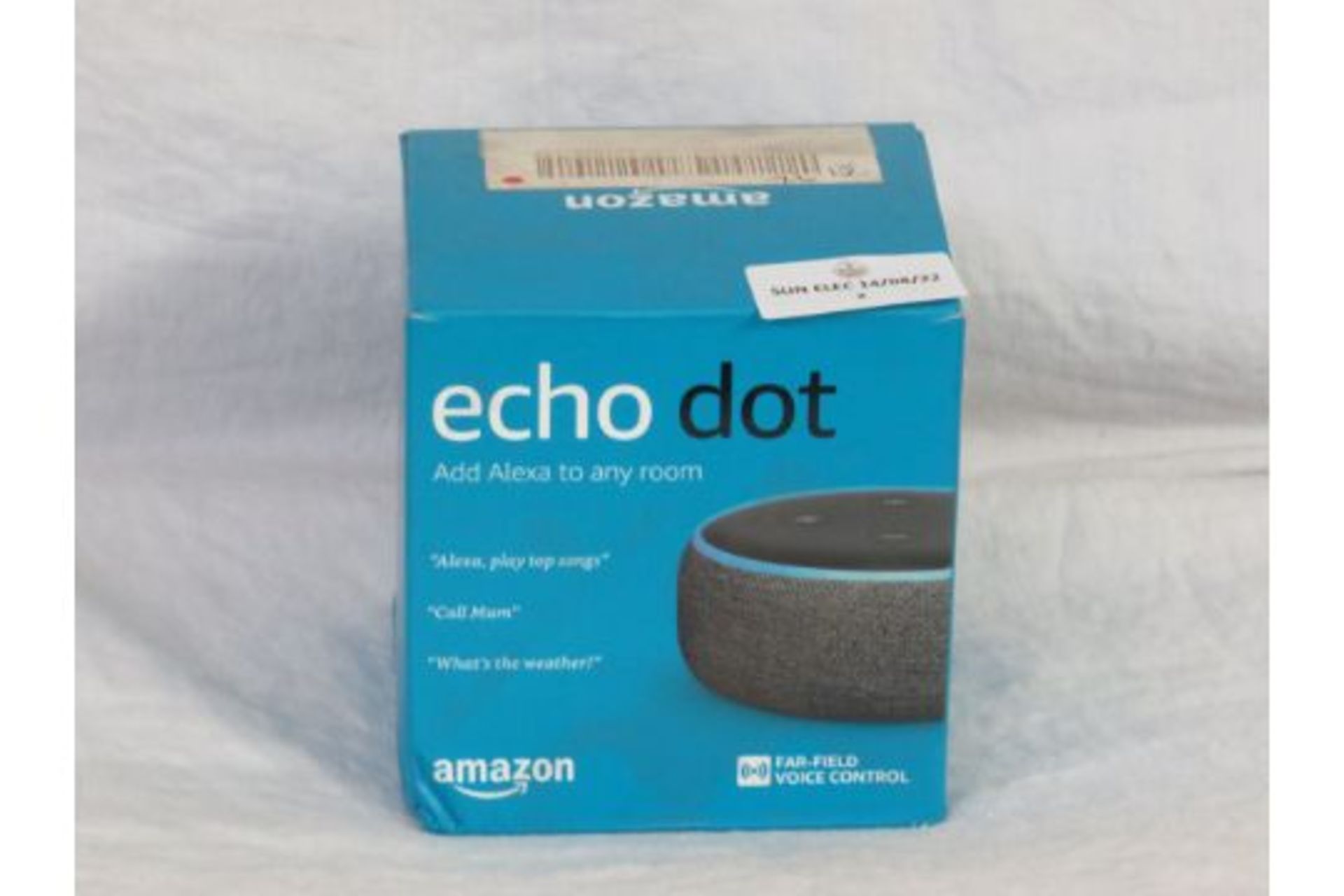 Amazon Echo Dot, unchecked and boxed.