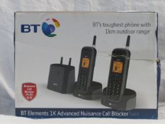 BT Elements 1K advanced nuisance call blocker twin, untested and boxed. RRP £129.99