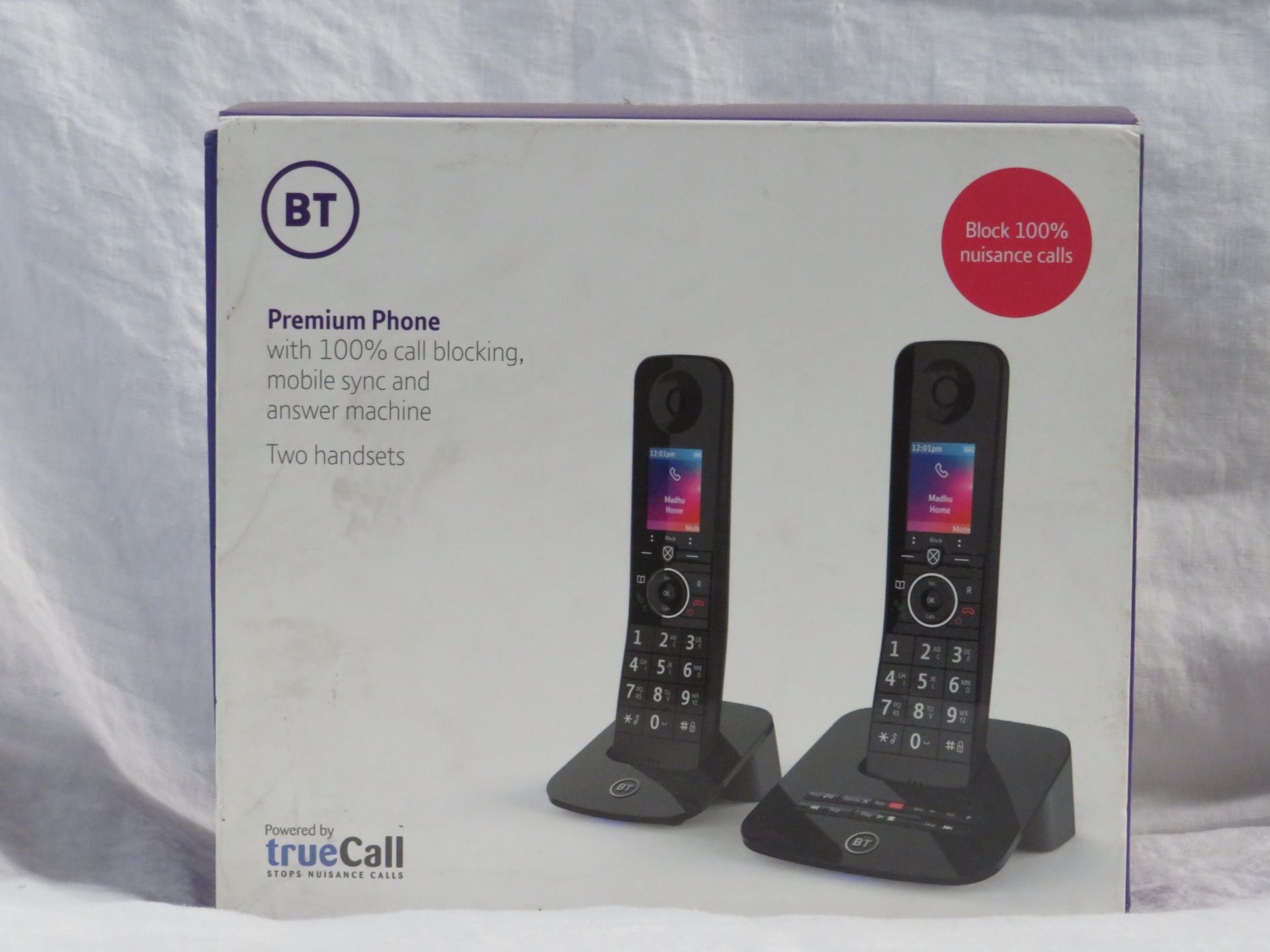 BT advanced phone with 100% call blocking and answering machine, two handsets, untested and boxed.