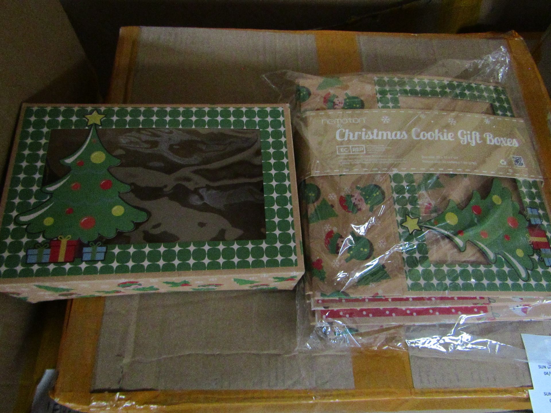 5x Hemoton - Christmas Cookie Boxes With Roll of Ribbon ( 12-Pieces Per Pack ) - New & Packaged.