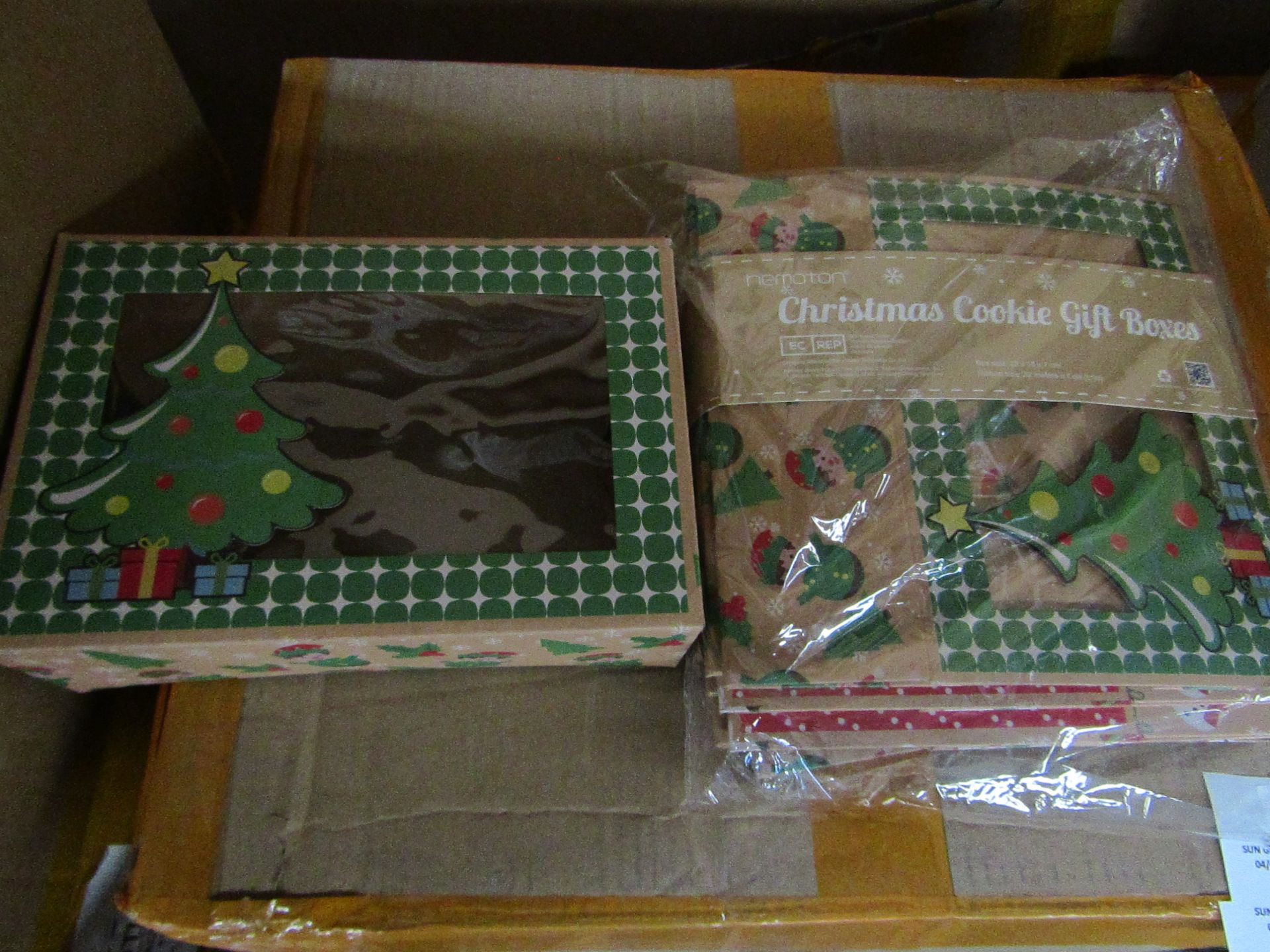 5x Hemoton - Christmas Cookie Boxes With Roll of Ribbon ( 12-Pieces Per Pack ) - New & Packaged.