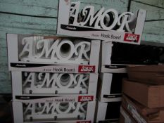 3x Boxes Containing : Amerelle " Amor " 3-Hook Sign ( 6x Black ) - Unused & Boxed. Amerelle - " Amor