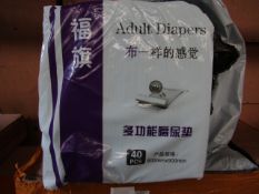 2x Adult Diapers ( 800mm X 800mm ) 40-Diapers Per Pack - Unused & Packaged.