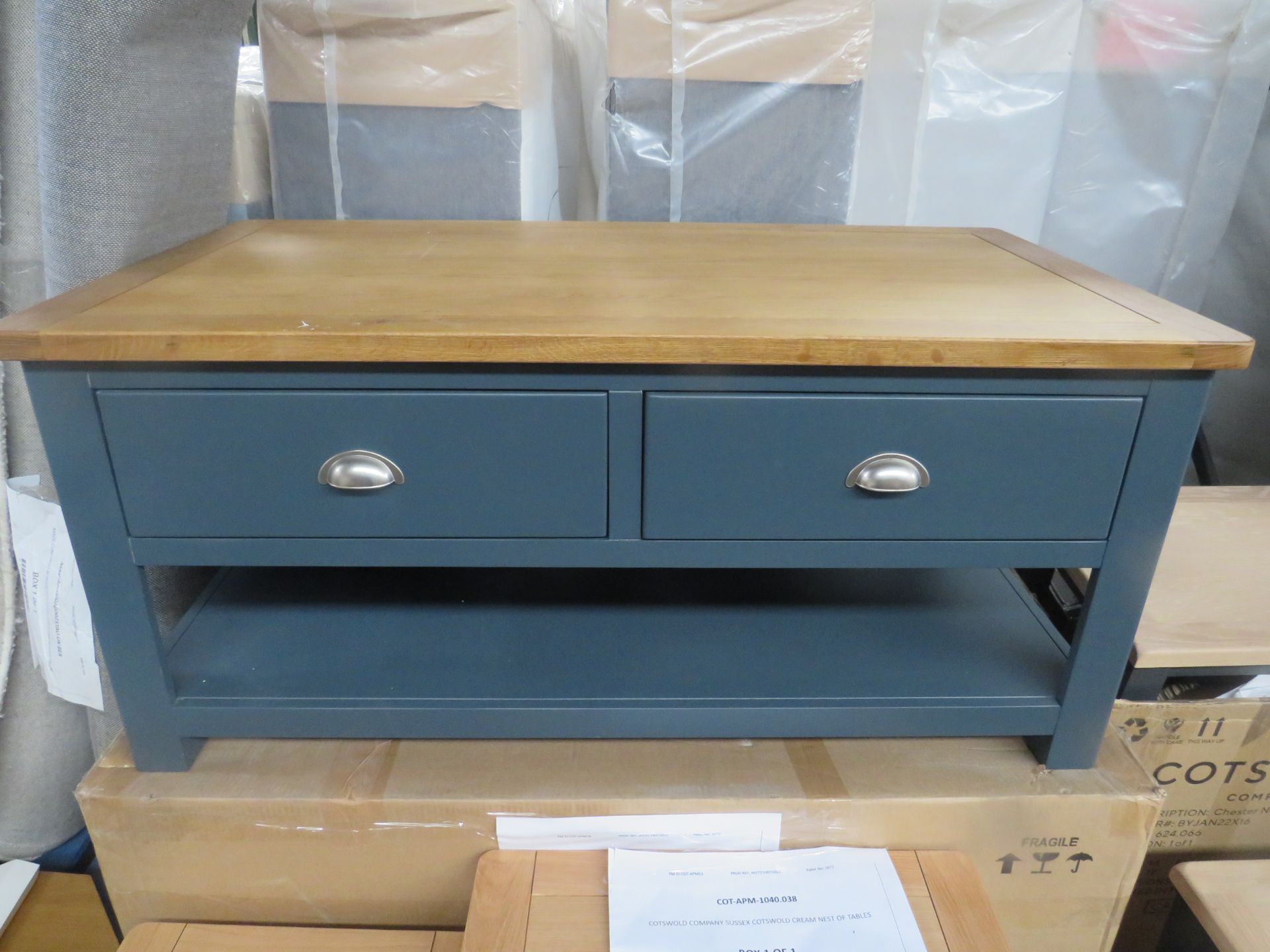 Cotswold Company Westcote Inky Blue Coffee Table with Drawers RRP Â£325.00 - This item looks to be
