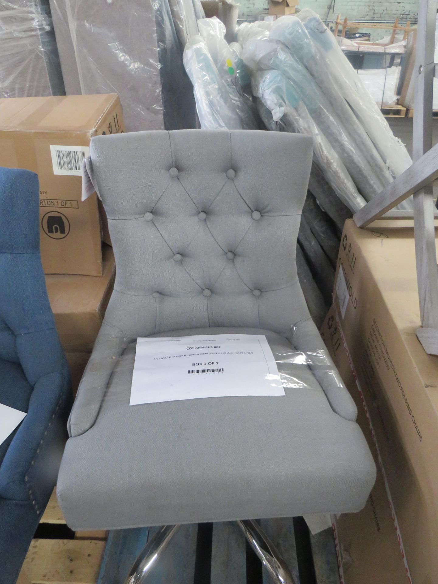 Cotswold Company Upholstered Office Chair - Grey Linen RRP Â£275.00 - This item looks to be in