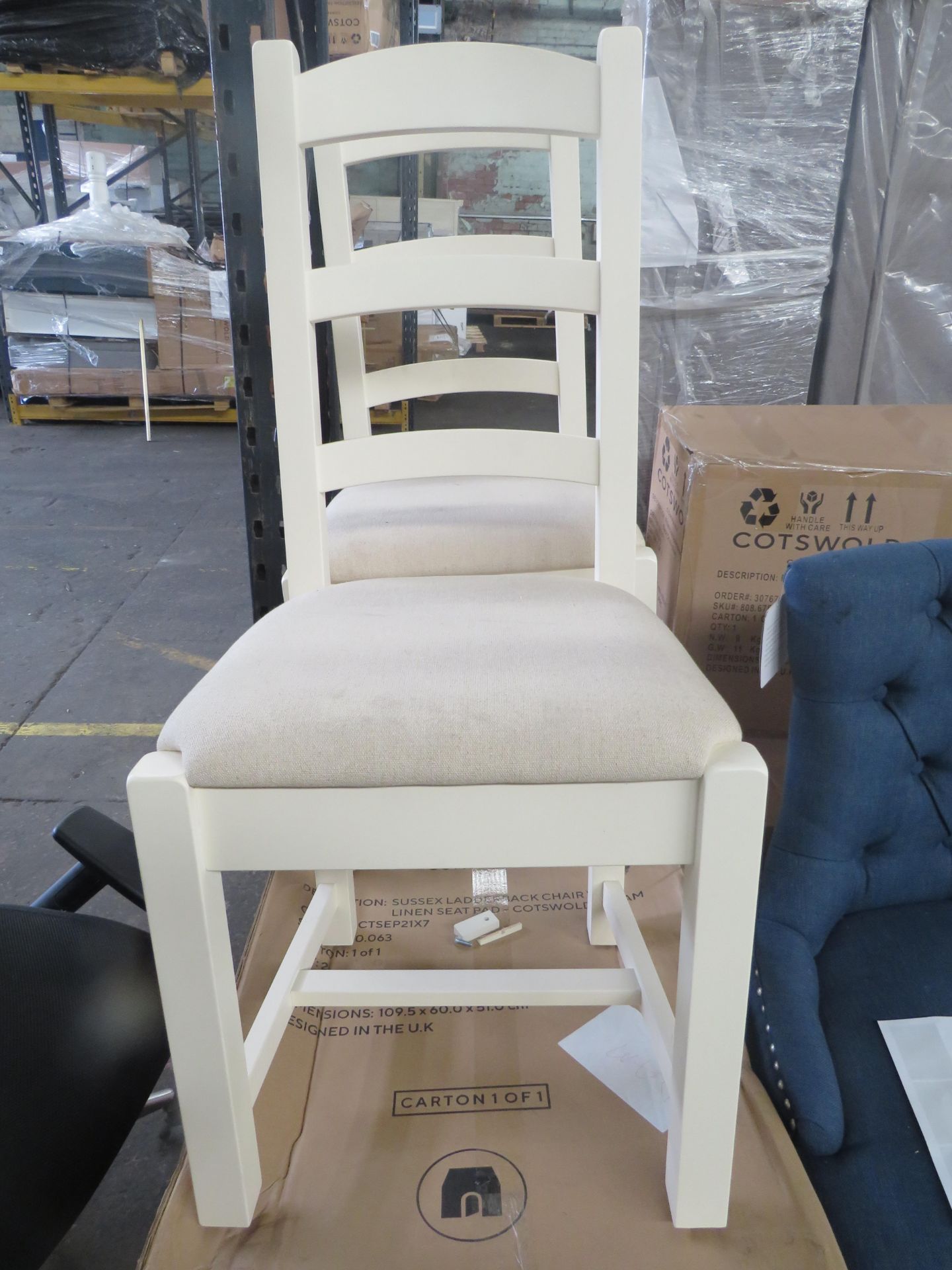 Cotswold Company Sussex Cotswold Cream Ladderback Chair Linen Seat Pad 2 RRP Â£155.00 - This item