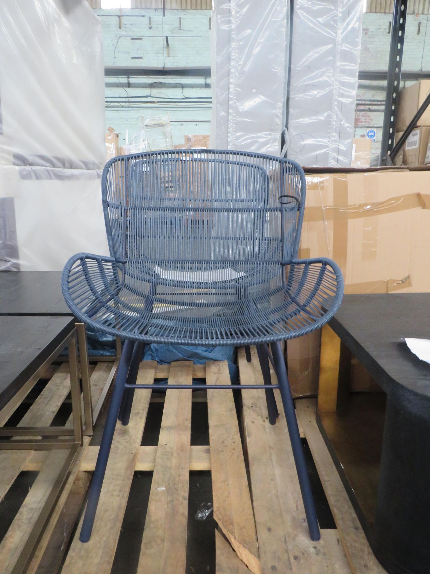 GRADED RETURN Oka Orzola Dining Chair in Indigo RRP Â£695.00 SKU OKA-A11082-1-48-1138-10-B PID OKA-