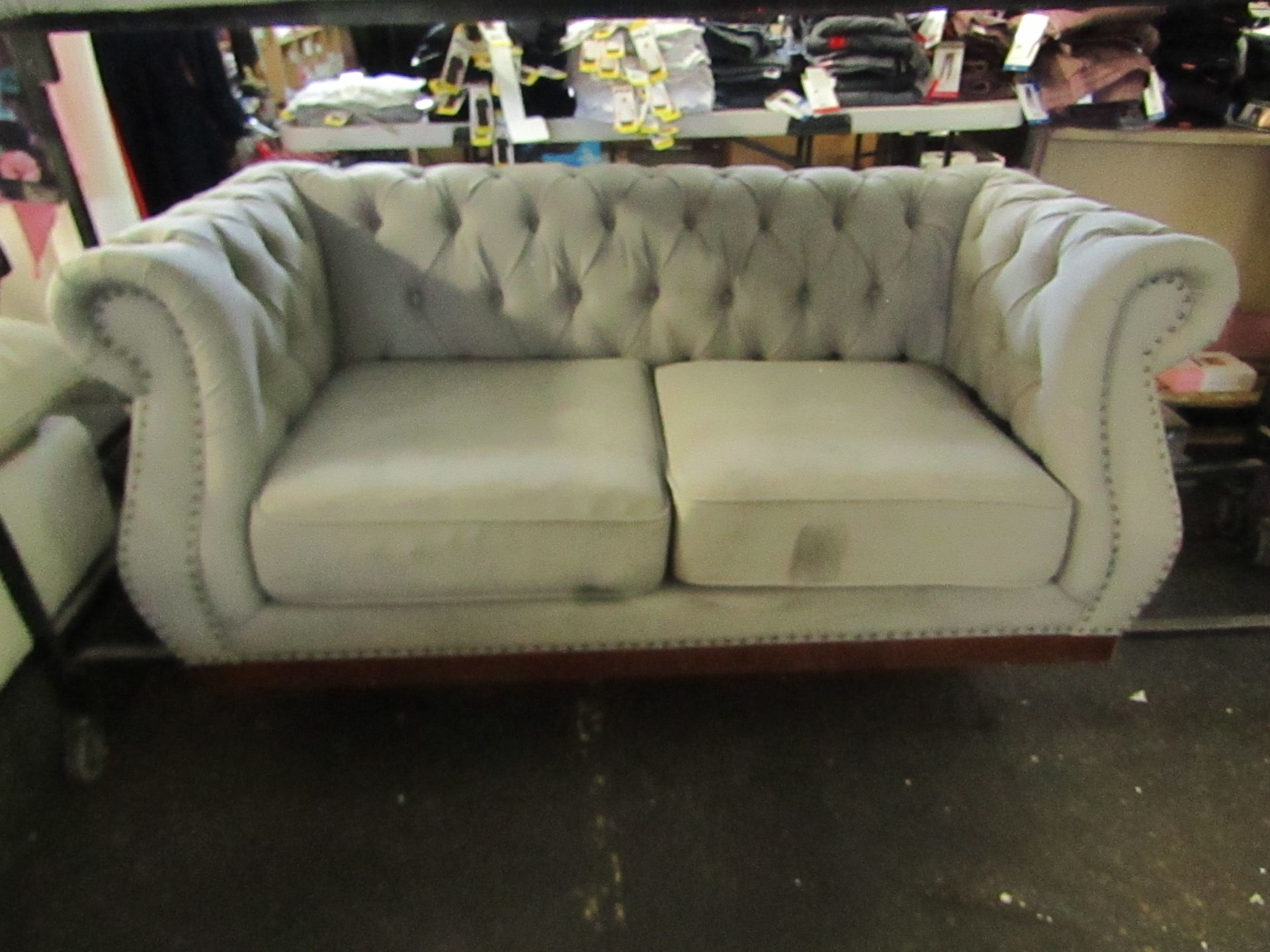 Mark Harris Furniture Liv Chesterfield Grey Fabric Two Seater Sofa RRP ?1799.00 - The items in