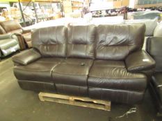 Costco 3 seater brown leather electric reclining sofa, appears to be in fairly good conditon,
