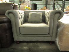Mark Harris Furniture Camara Chesterfield Grey Linen Armchair RRP ?1599.00 - The items in this lot