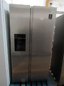 Hisense American style fridge freezer with water dispenser, tested working for cold ness, water