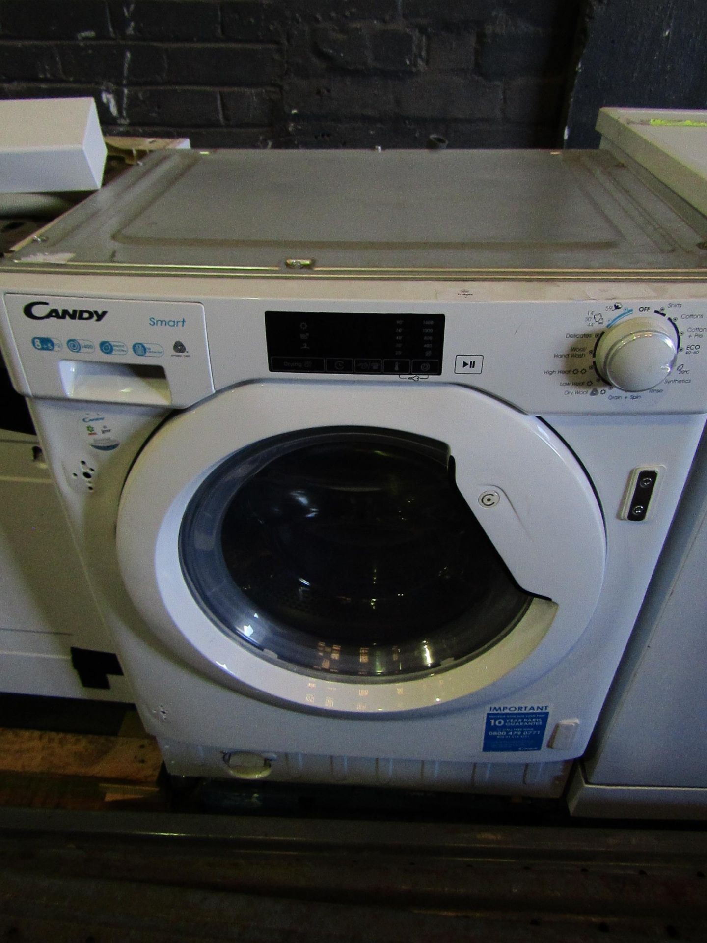 Candy Slim line washing machine, unable to check as has a damgfed plug