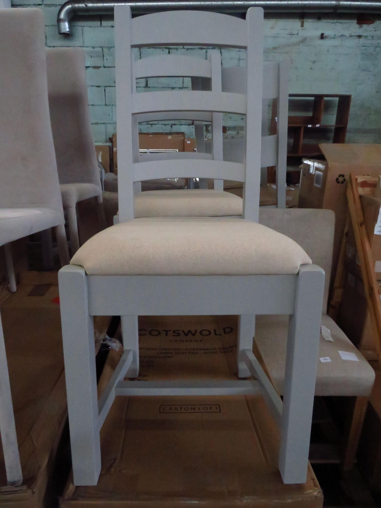 Cotswold Company Sussex Cotswold Cream Ladderback Chair Linen Seat Pad 2 RRP Â£155.00 - This item