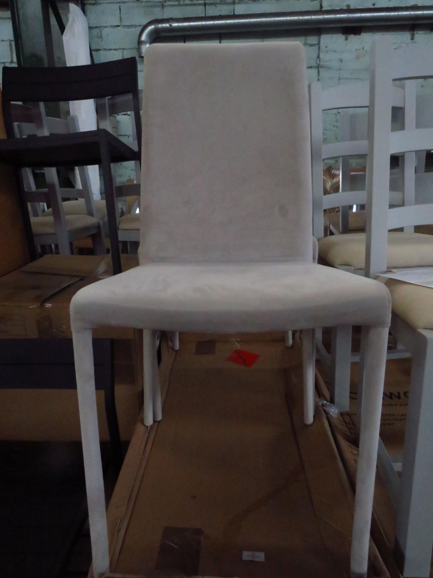 Heals Bronte Pair of Dining Chairs Plush Velvet Platinum RRP Â£429.00 - This item looks to be in