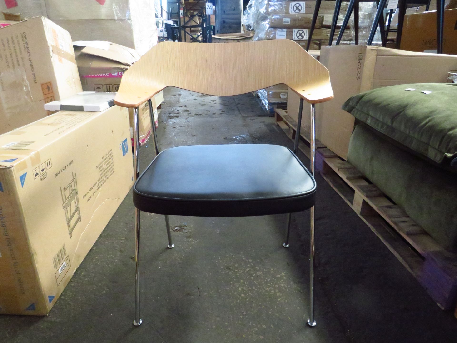 Heals 675 Chair Oak Chrome Legs RRP Â£360.00 - This product has been graded in A condition, it is in