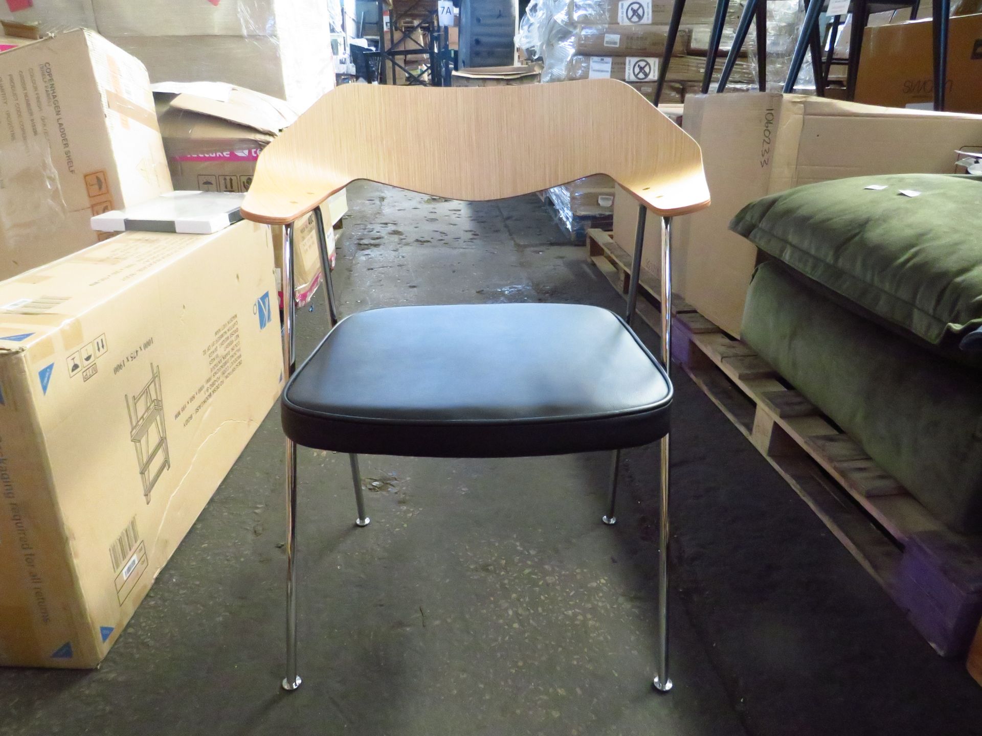 Heals 675 Chair Oak Chrome Legs RRP Â£360.00 - This product has been graded in A condition, it is in