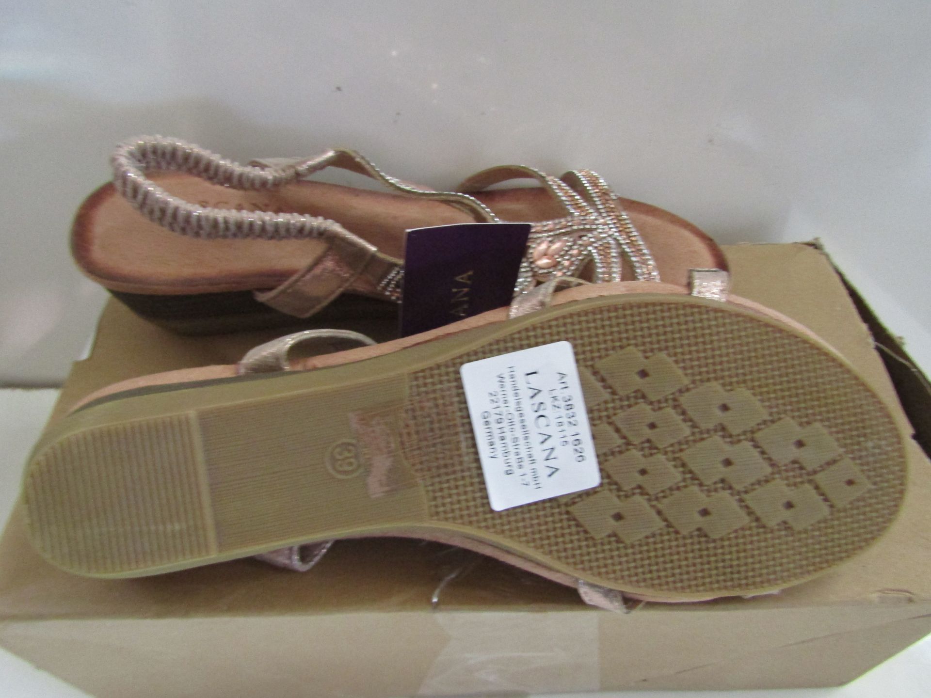 Lascana Wedge Sandal Rose Gold Coloured Sandal Size 39 New & Boxed - Image 2 of 3