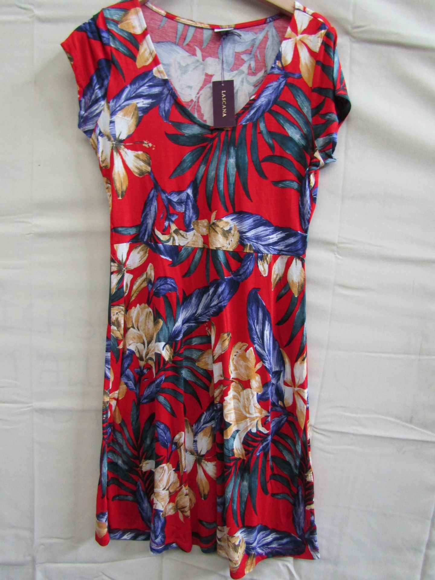 Lascana Dress Red Floral Size 14 New With Tags