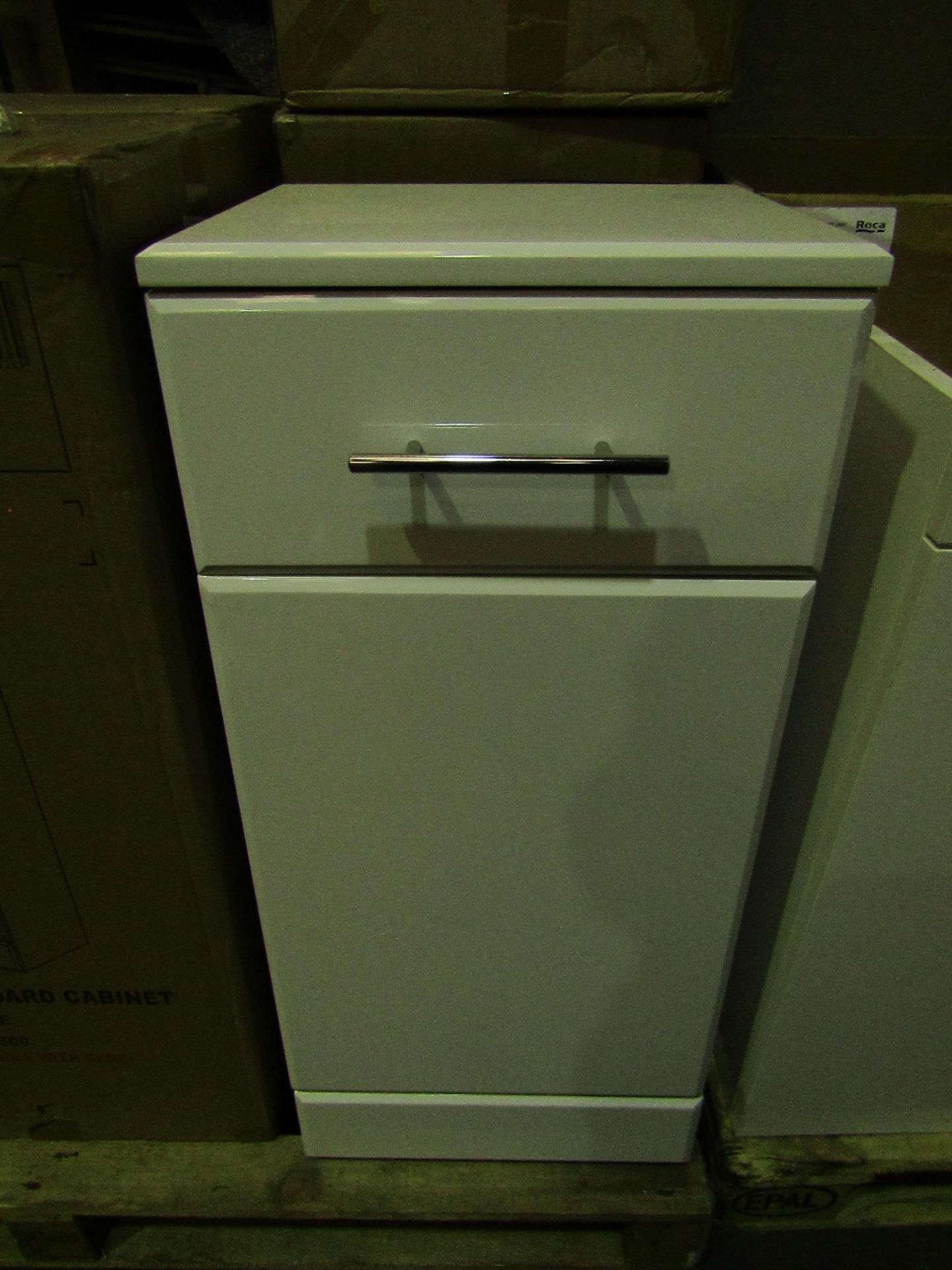 Unbranded - Gloss White 1-Drawer 1-Cupboard Unity ( 350x300x766mm ) - Unused & Boxed.