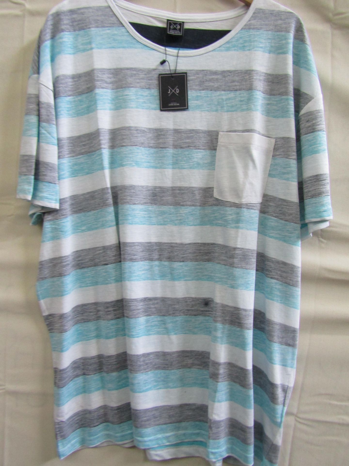 John Devin T/Shirt Blue/Grey/White Stripe Size 3 X/L