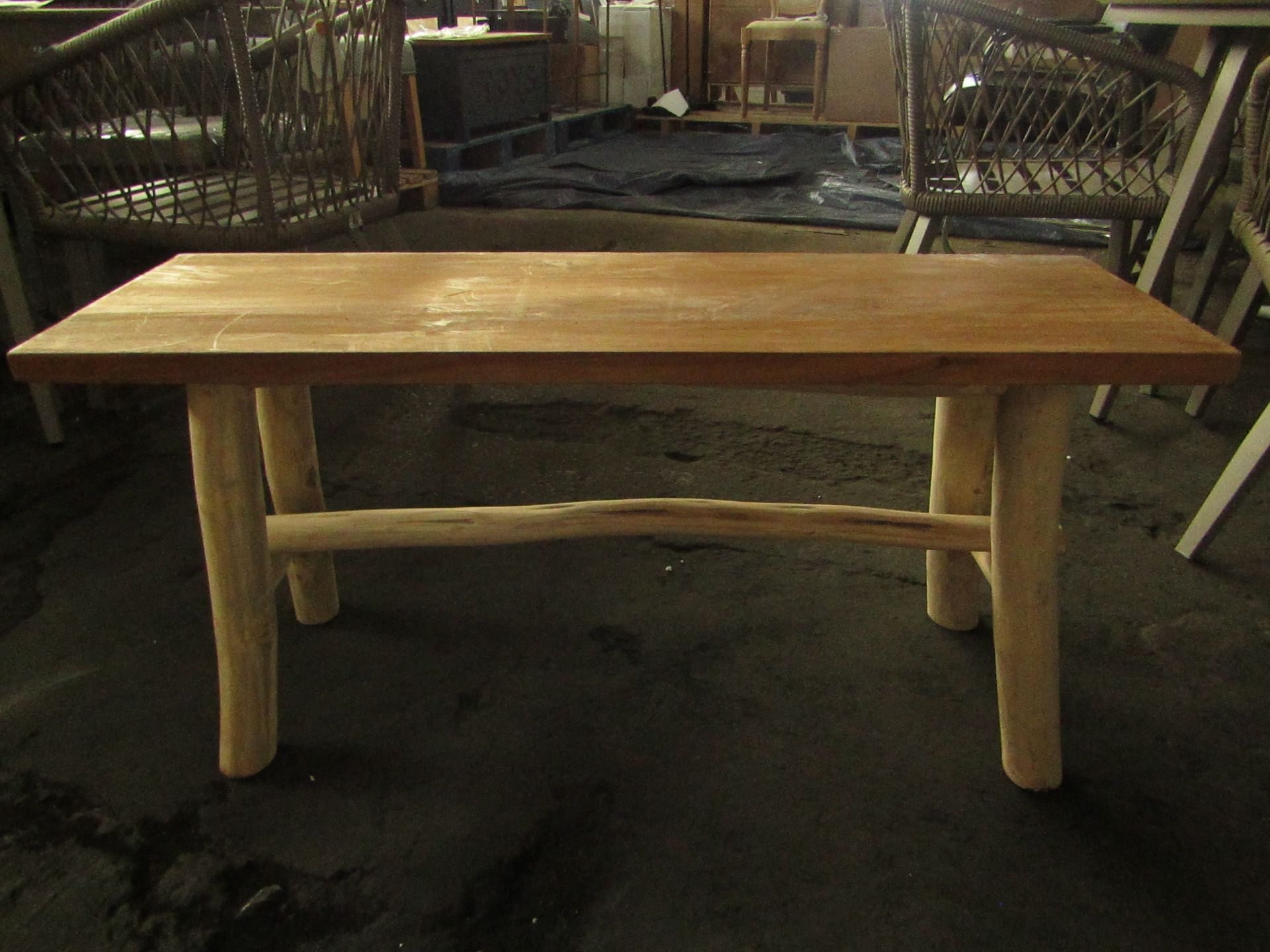 Cox & Cox Indoor Outdoor Rustic Teak Bench RRP Â£175.00 - The items in this lot are thought to be in