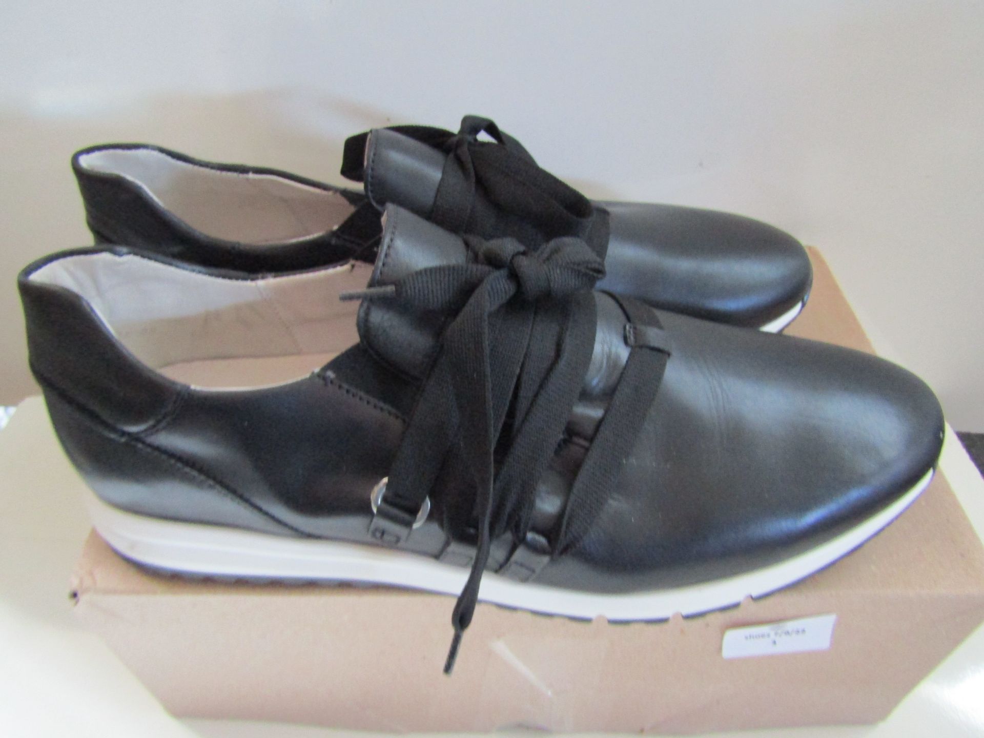 Gabor Black Leather Trainers Size 9.5 New & Boxed