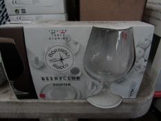 Bormioli Rocco - Beer Club Snifter Set of 2 Beer Glasses - Unused & Boxed.