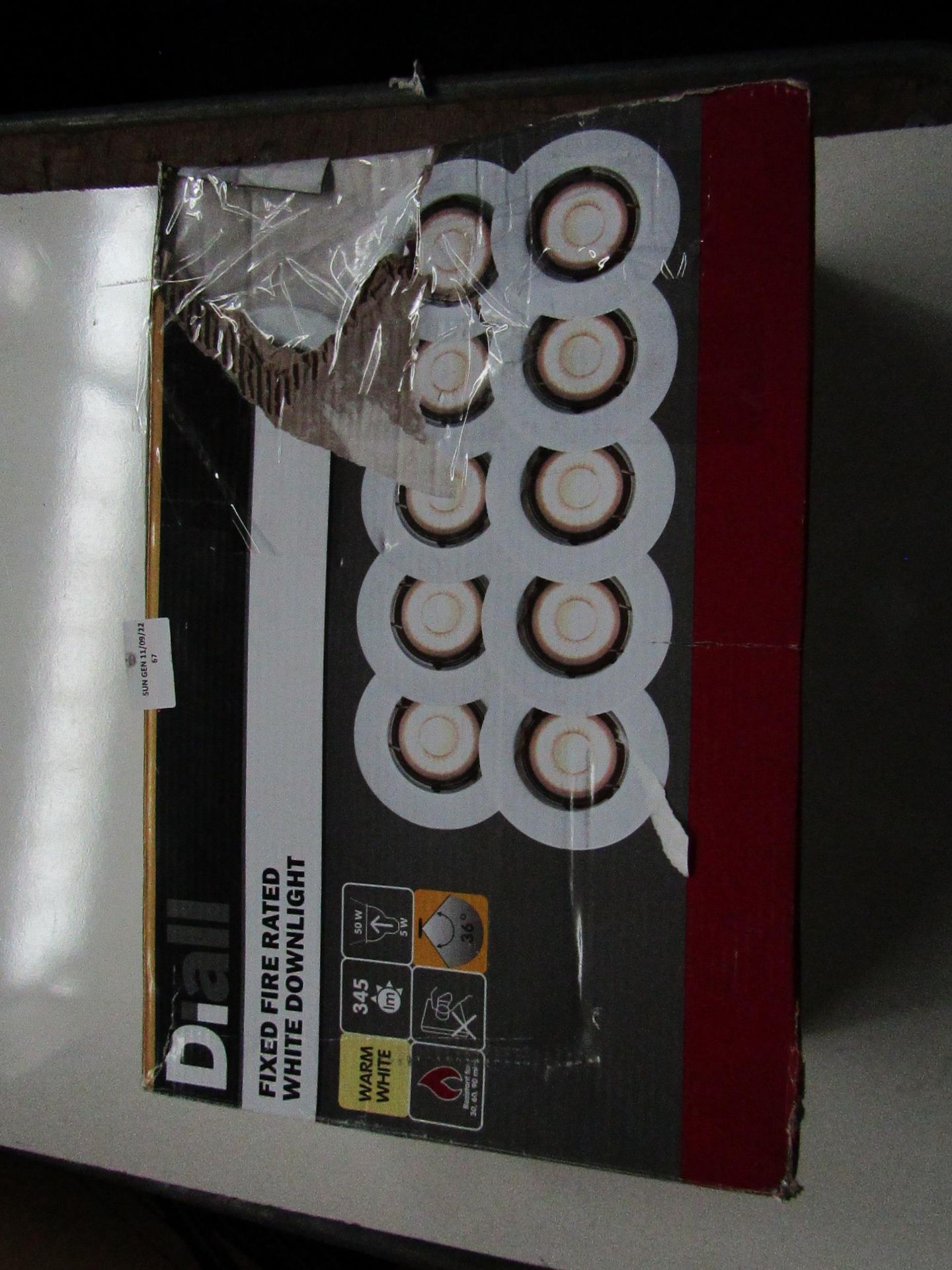 Diall - Set of 10 Fixed Fire Rated White Downlights - Unchecked, Box Damaged.