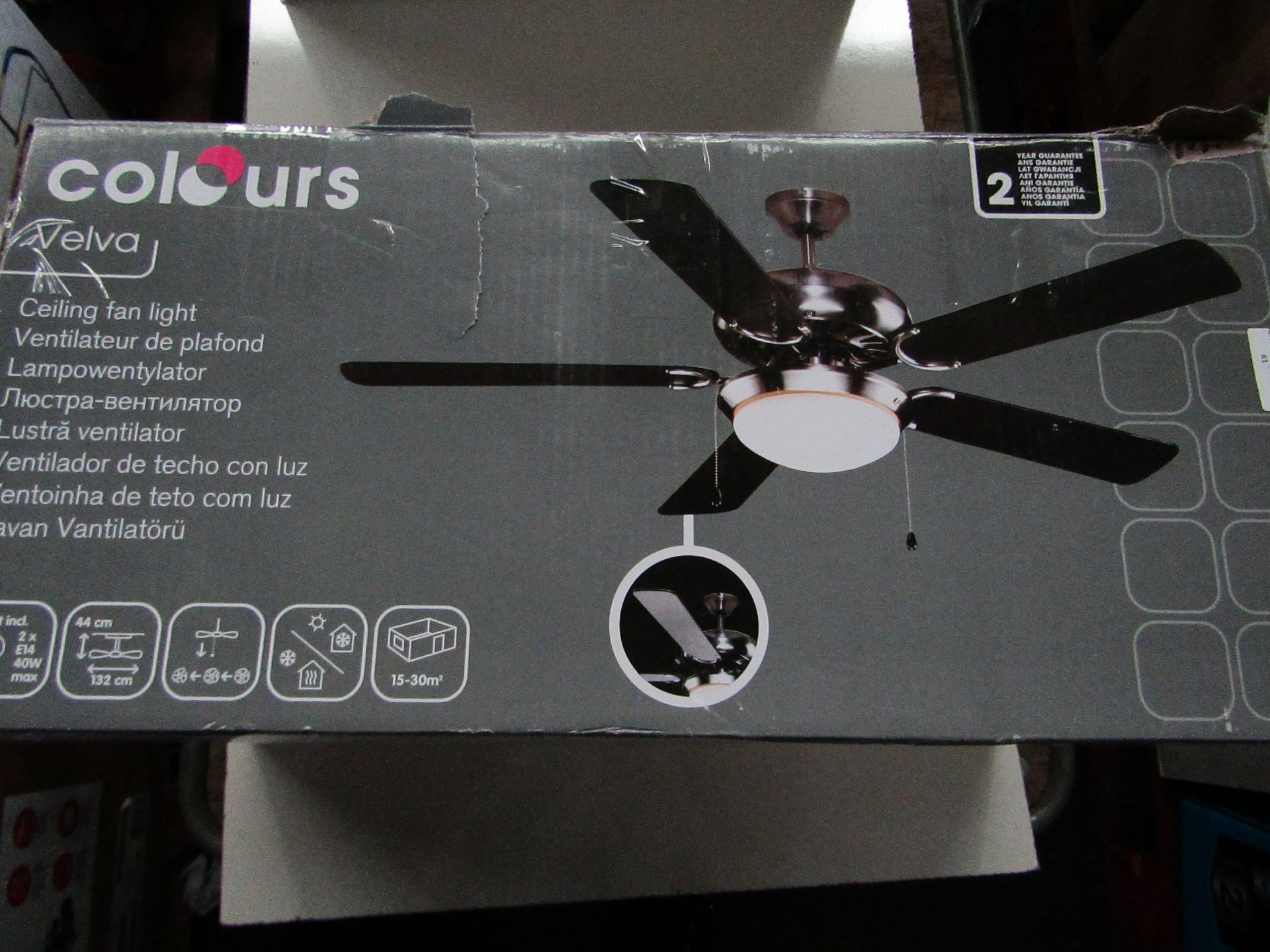 Colours -Velva Ceiling Fan Light - Unchecked & Boxed.