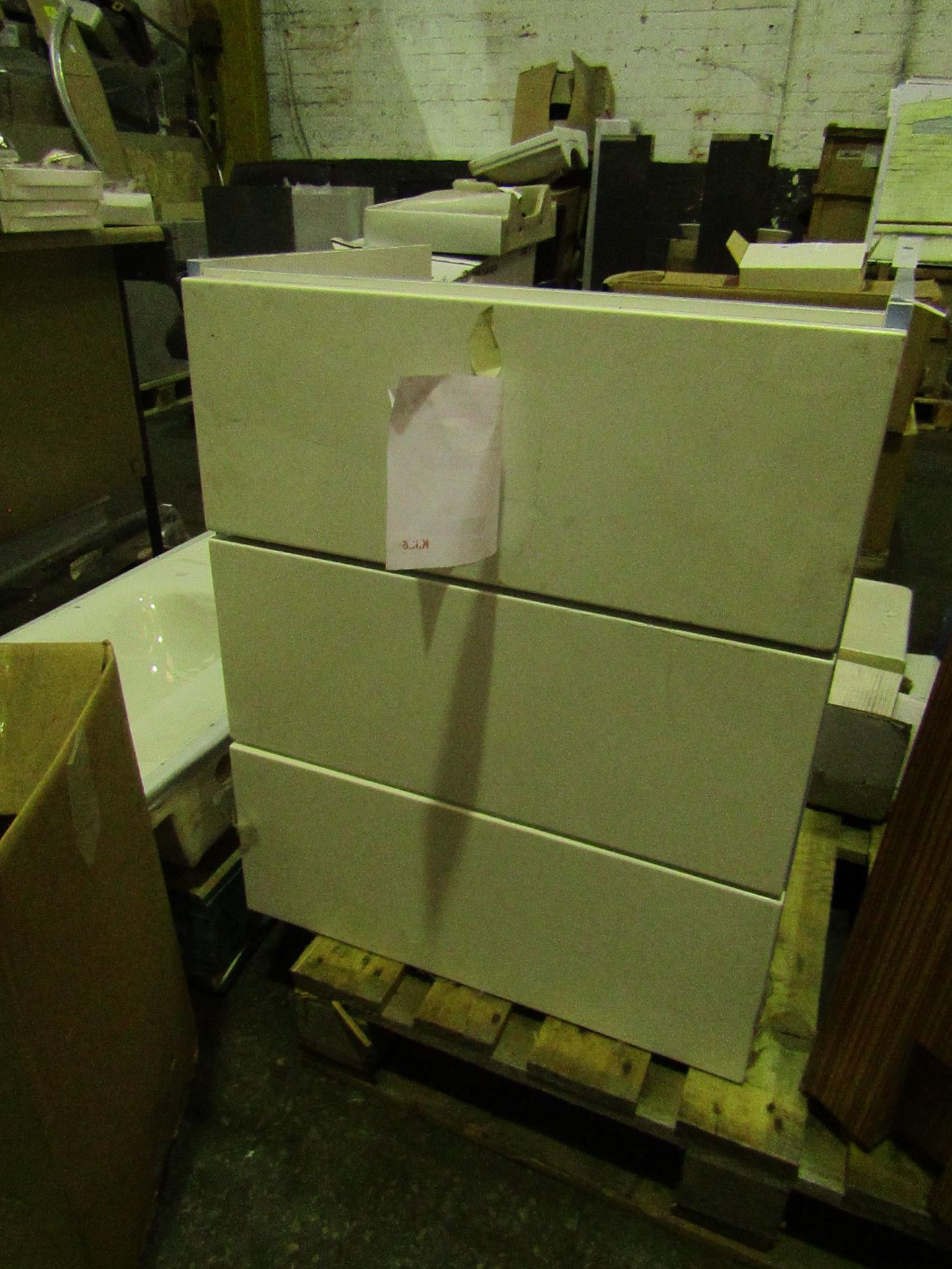 VitrA - 3-Drawer WB Gloss White Unit ( 600mm ) - Good Condition, No Box.