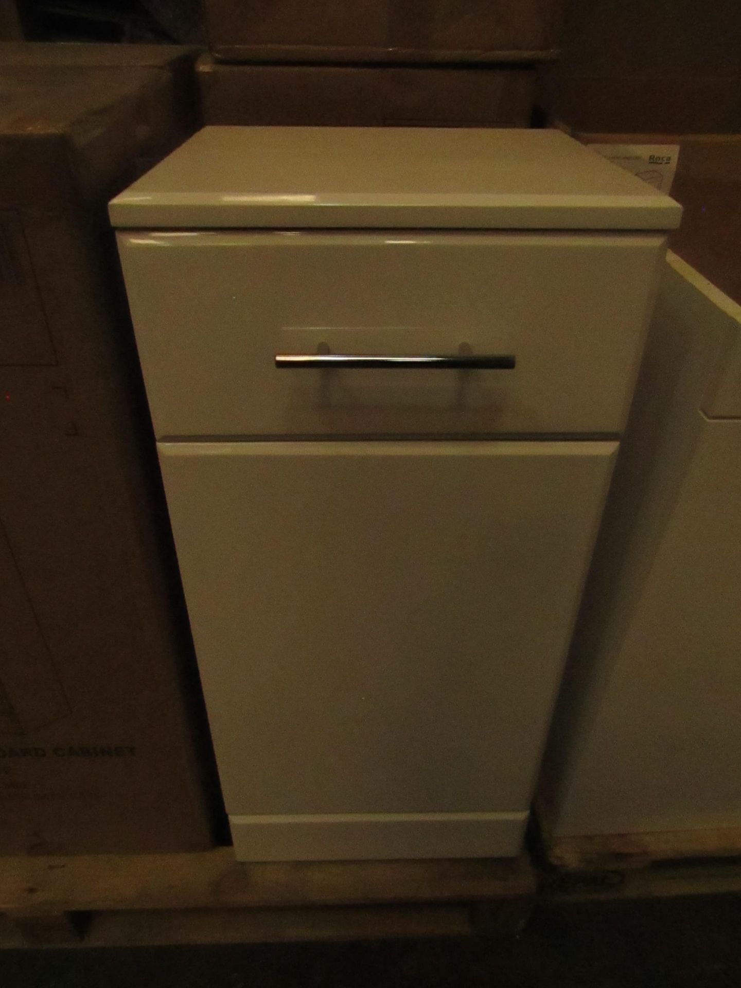 Unbranded - Gloss White 1-Drawer 1-Cupboard Unity ( 350x300x766mm ) - Unused & Boxed.