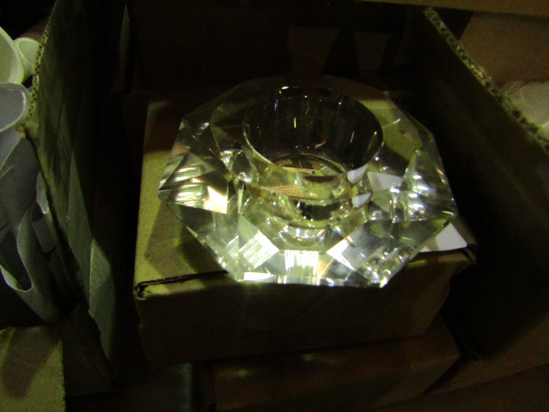 4x Unbranded - Crystal Diamond Shaped Tealight Candle Holders - Unused & Boxed.