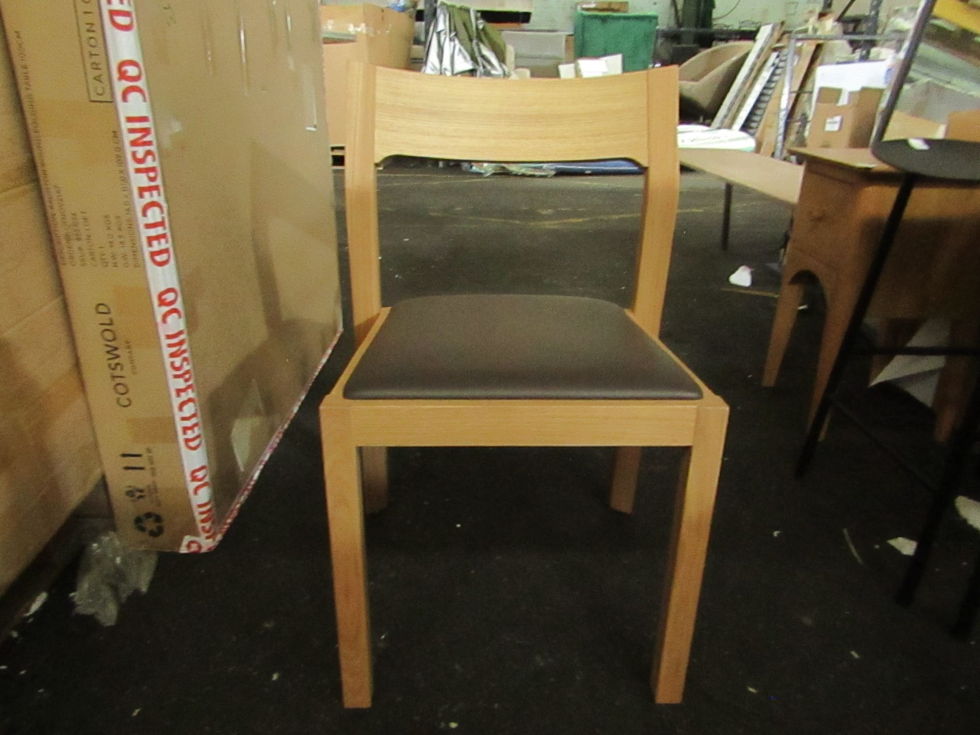 Heals Profile Chair in Oak with Brown Leather RRP Â£330.00 - This item looks to be in good condition