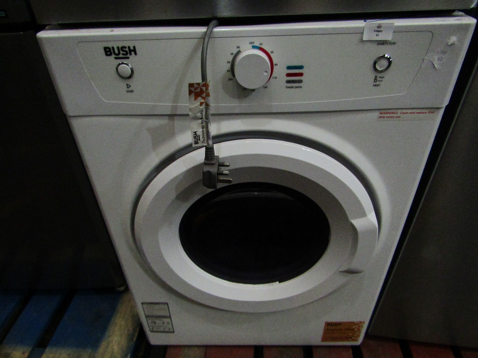 BUSH Vented Tumble Dryer DHB7VTDW RRP ??170.00 - The items in this lot are thought to be in good