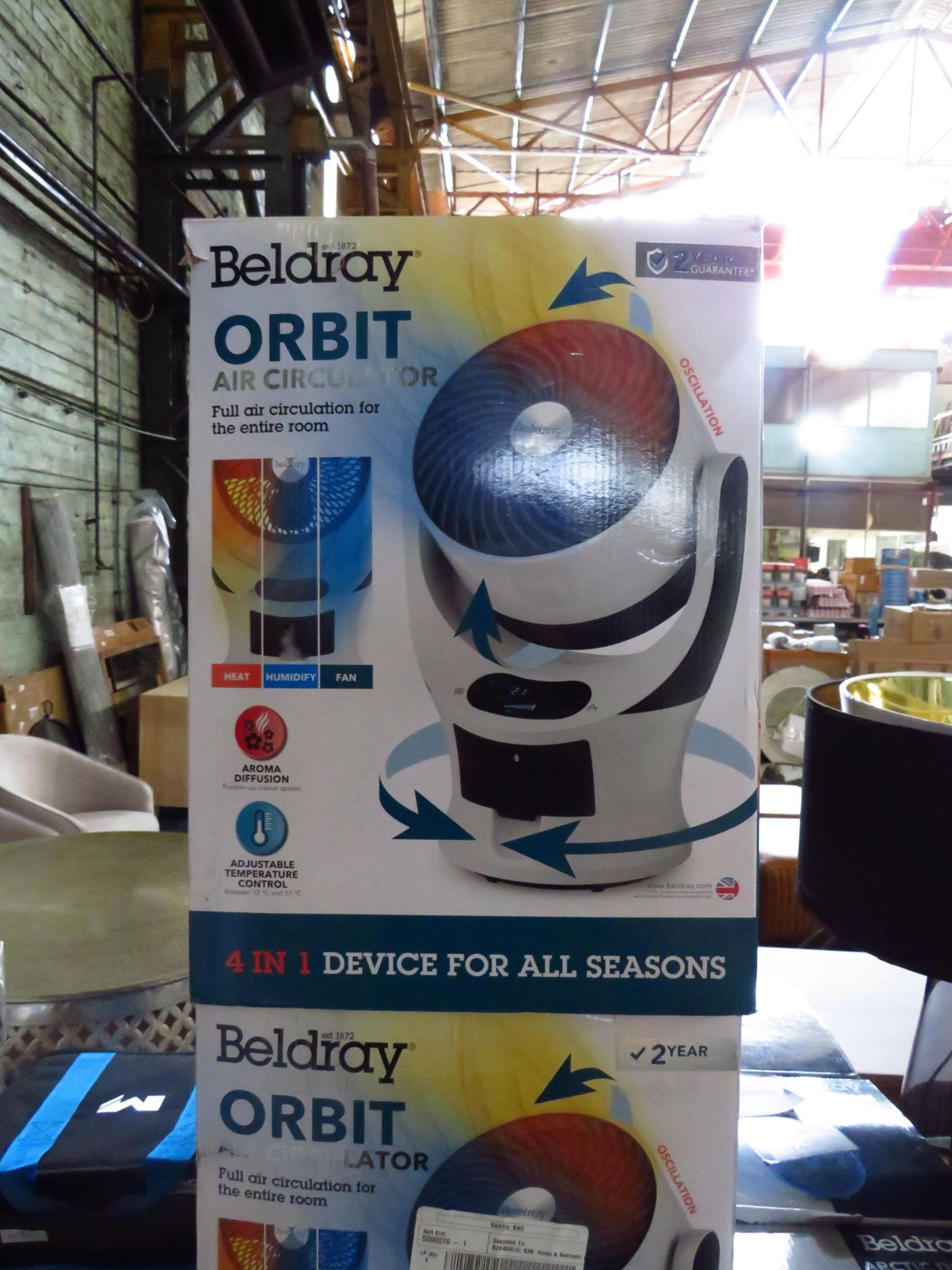 Beldray Orbit air circulator 4 in 1, unchecked and boxed.