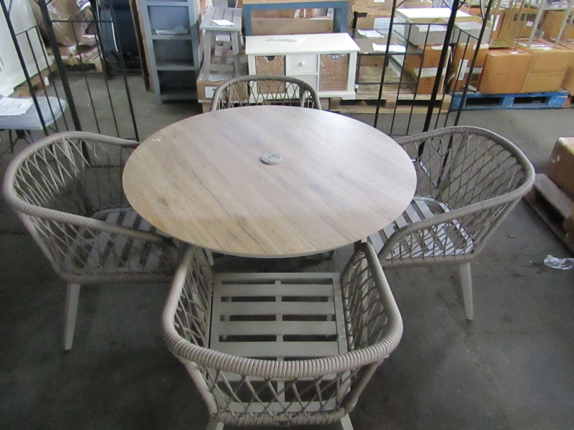 Cox & Cox Woven Rope Round Dining Set Four Outdoor Seats RRP Â£1395.00 - The items in this lot are