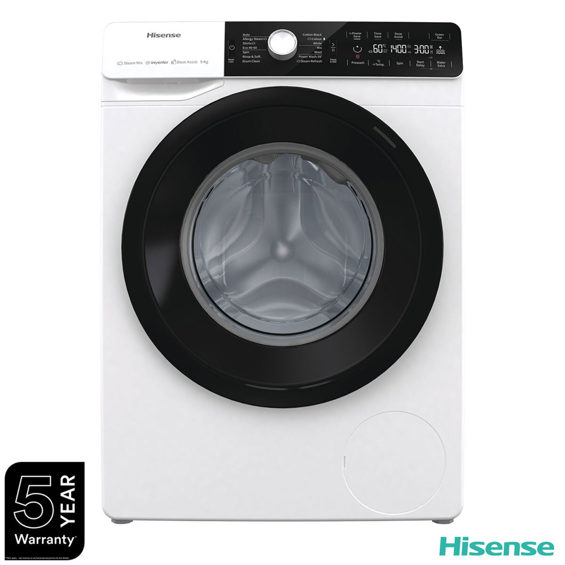 Hisense 9Kg steam mix dose assist washing machine, Powers on and Spins but that is as far as we have