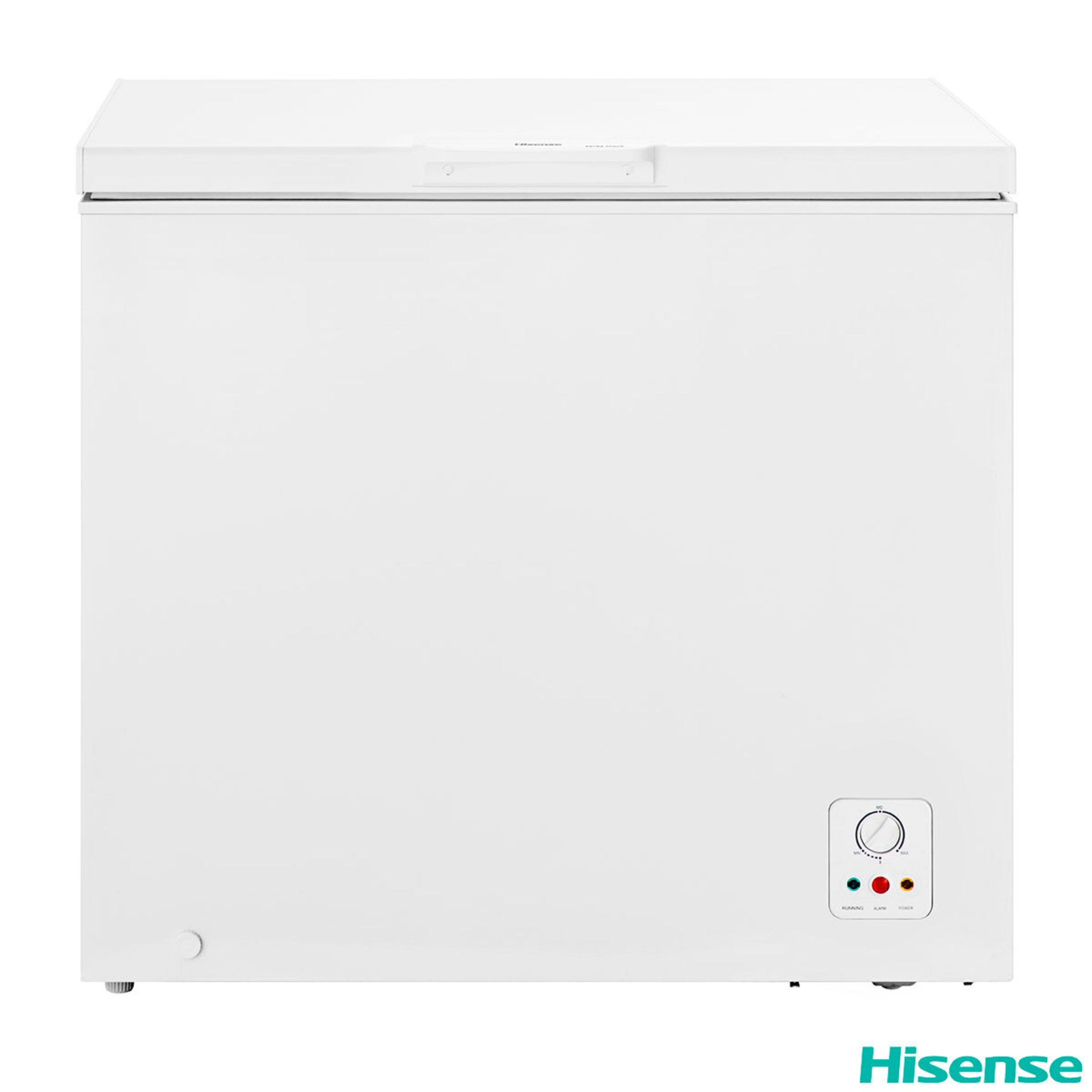 Hisense Chest freezer, tested working for coldness, missing handle and could do with a clean