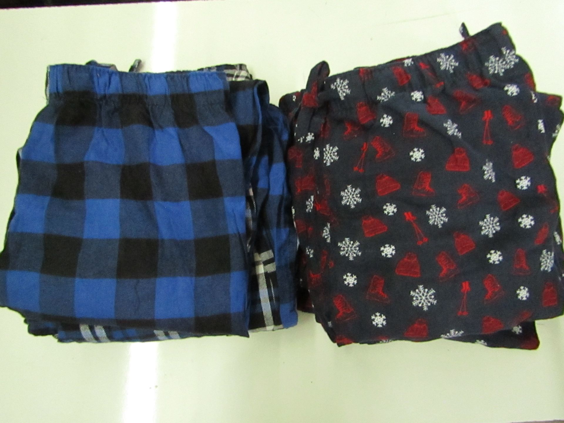 10 X Pairs of Mens Fleecy Pyjama Bottoms Size M ( May Need Washing as They Have Been Stored And