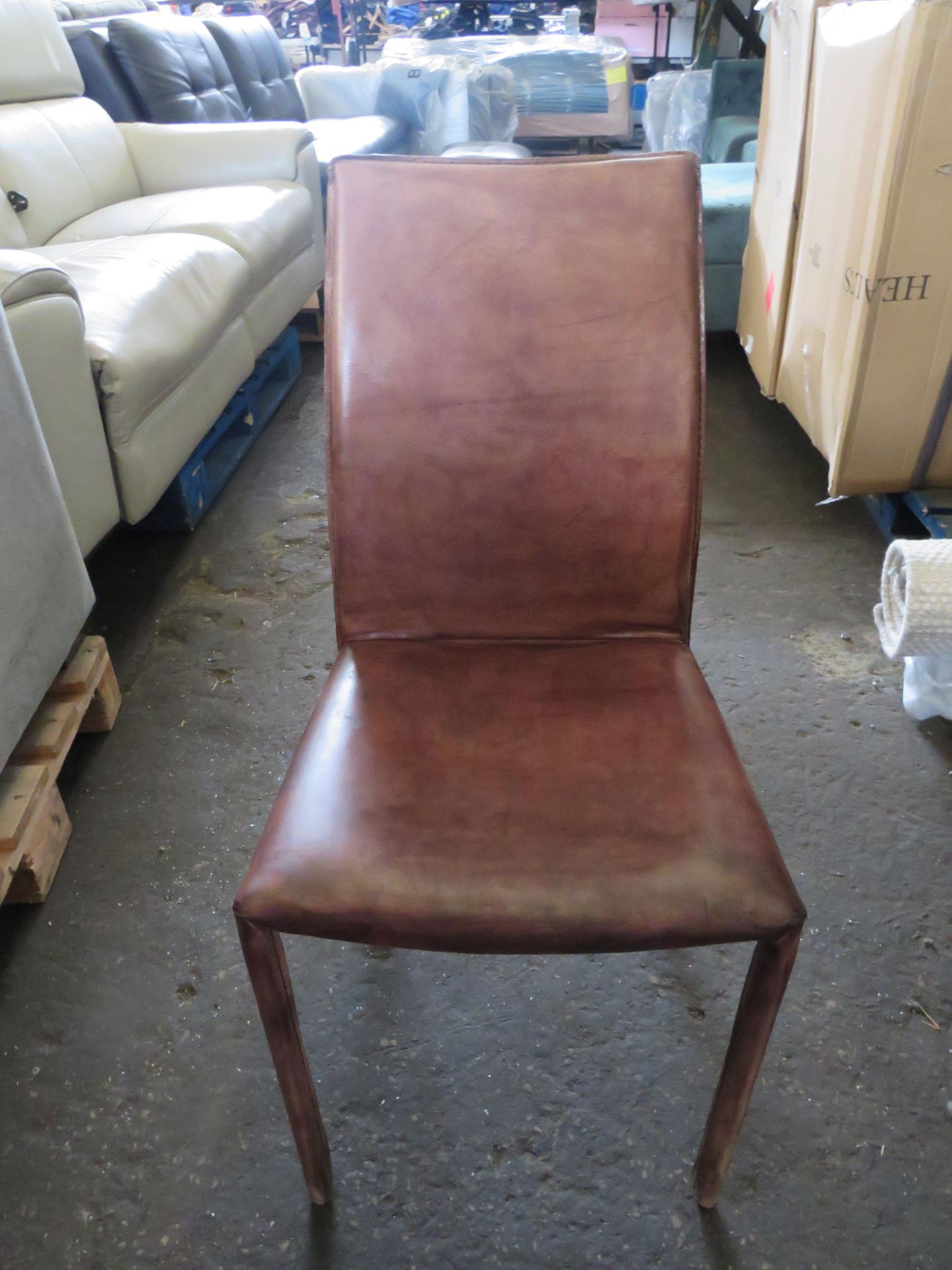 Heals Buffalo Side Chair Camel Leather DISC RRP Â£299.00 - This item looks to be in good condition