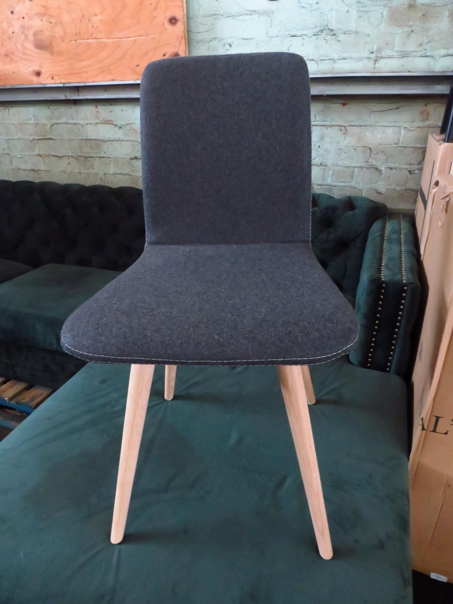 Heals Ena Chair Oak Facet Light Blue Felt 4621 RRP Â£431.00 - This item looks to be in good