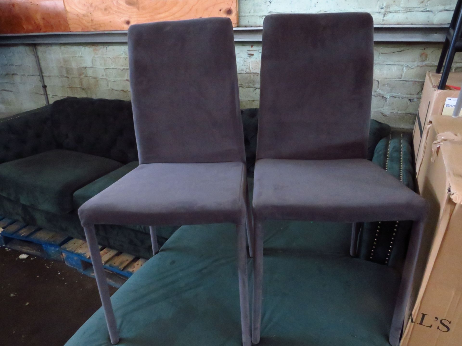 Heals Bronte Pair of Dining Chairs Plush Velvet Asphalt Grey RRP Â£469.00 - This item looks to be in